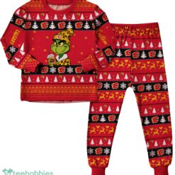 NHL Grinch Calgary Flames Custom Name Christmas Knitting Pattern Matching Family Pajamas Set image NHL Grinch Calgary Flames Custom Name Christmas Knitting Pattern Matching Family Pajamas Set Product Photo 2