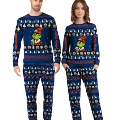 NHL Grinch Edmonton Oilers Custom Name Christmas Knitting Pattern Matching Family Pajamas Set image NHL Grinch Edmonton Oilers Custom Name Christmas Knitting Pattern Matching Family Pajamas Set Product Photo 3
