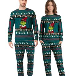 NHL Grinch Minnesota Wild Custom Name Christmas Knitting Pattern Matching Family Pajamas Set image NHL Grinch Minnesota Wild Custom Name Christmas Knitting Pattern Matching Family Pajamas Set Product Photo 2