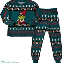 NHL Grinch Minnesota Wild Custom Name Christmas Knitting Pattern Matching Family Pajamas Set image NHL Grinch Minnesota Wild Custom Name Christmas Knitting Pattern Matching Family Pajamas Set Product Photo 4
