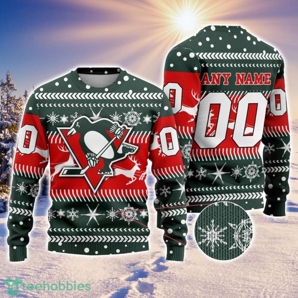 NHL Pittsburgh Penguins Personalized Name And Number 3D Sweater For Christmas Holiday Personalized Gift image NHL Pittsburgh Penguins Personalized Name And Number 3D Sweater For Christmas Holiday Personalized Gift Product Photo 1