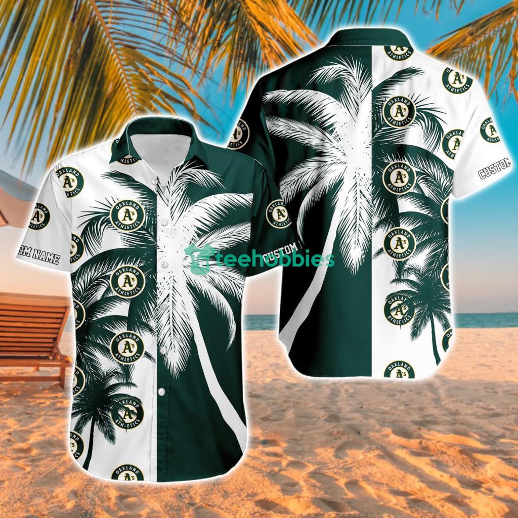 Oakland Athletics Mlb Aloha Tropical Hawaiian Shirt For Fans Custom Name image Oakland Athletics Mlb Aloha Tropical Hawaiian Shirt For Fans Custom Name Product Photo 1