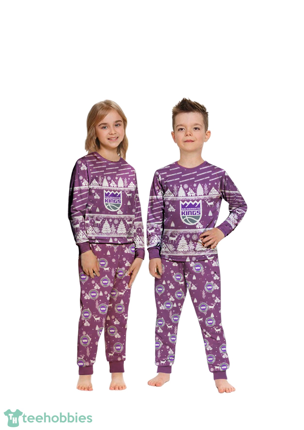 Sacramento Kings Christmas Pattern Family Matching Pajamas Sets Best Gift For Christmas image Sacramento Kings Christmas Pattern Family Matching Pajamas Sets Best Gift For Christmas Product Photo 1