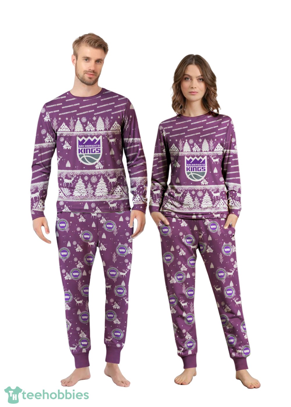 Sacramento Kings Christmas Pattern Family Matching Pajamas Sets Best Gift For Christmas image Sacramento Kings Christmas Pattern Family Matching Pajamas Sets Best Gift For Christmas Product Photo 3