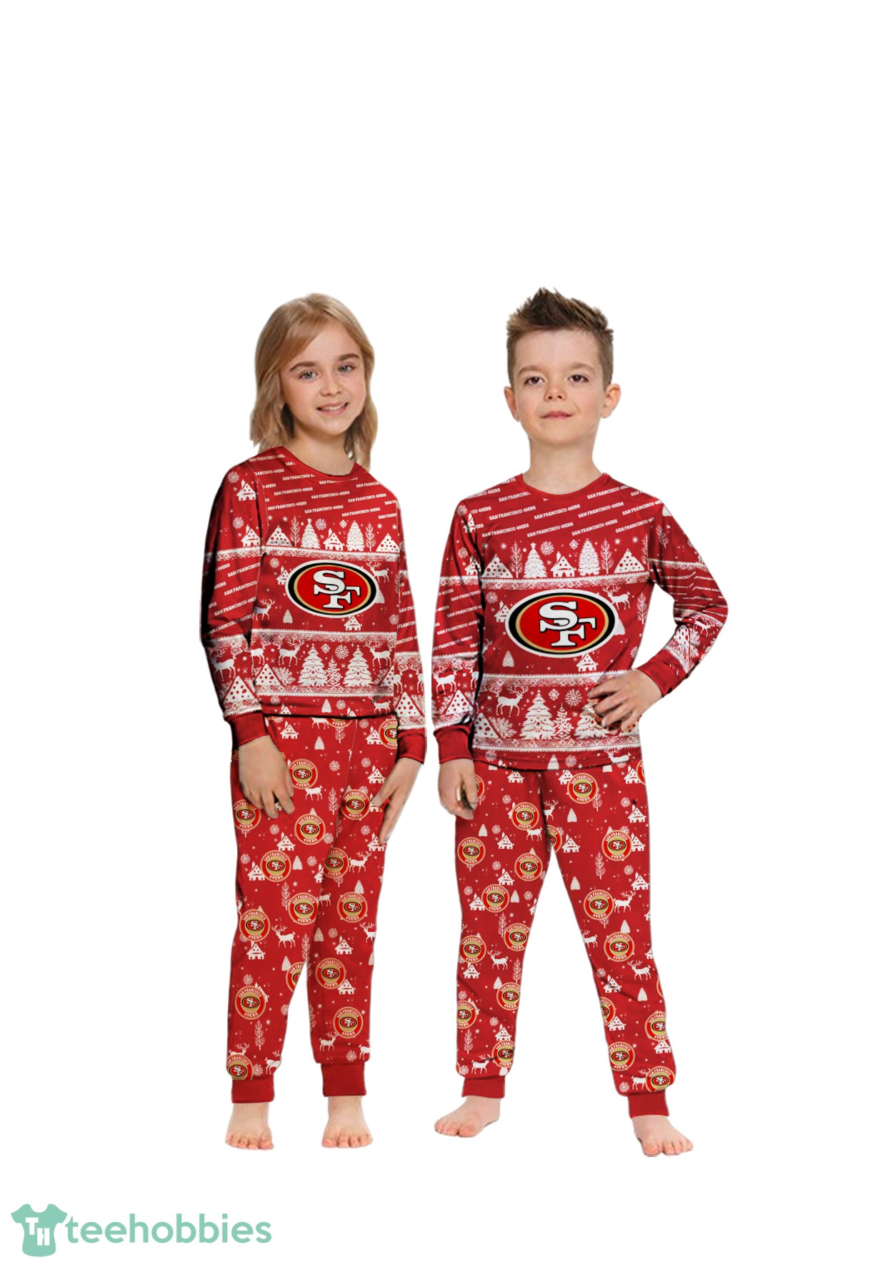 San Francisco 49ers Christmas Pattern Family Matching Pajamas Sets Best Gift For Christmas image San Francisco 49ers Christmas Pattern Family Matching Pajamas Sets Best Gift For Christmas Product Photo 4