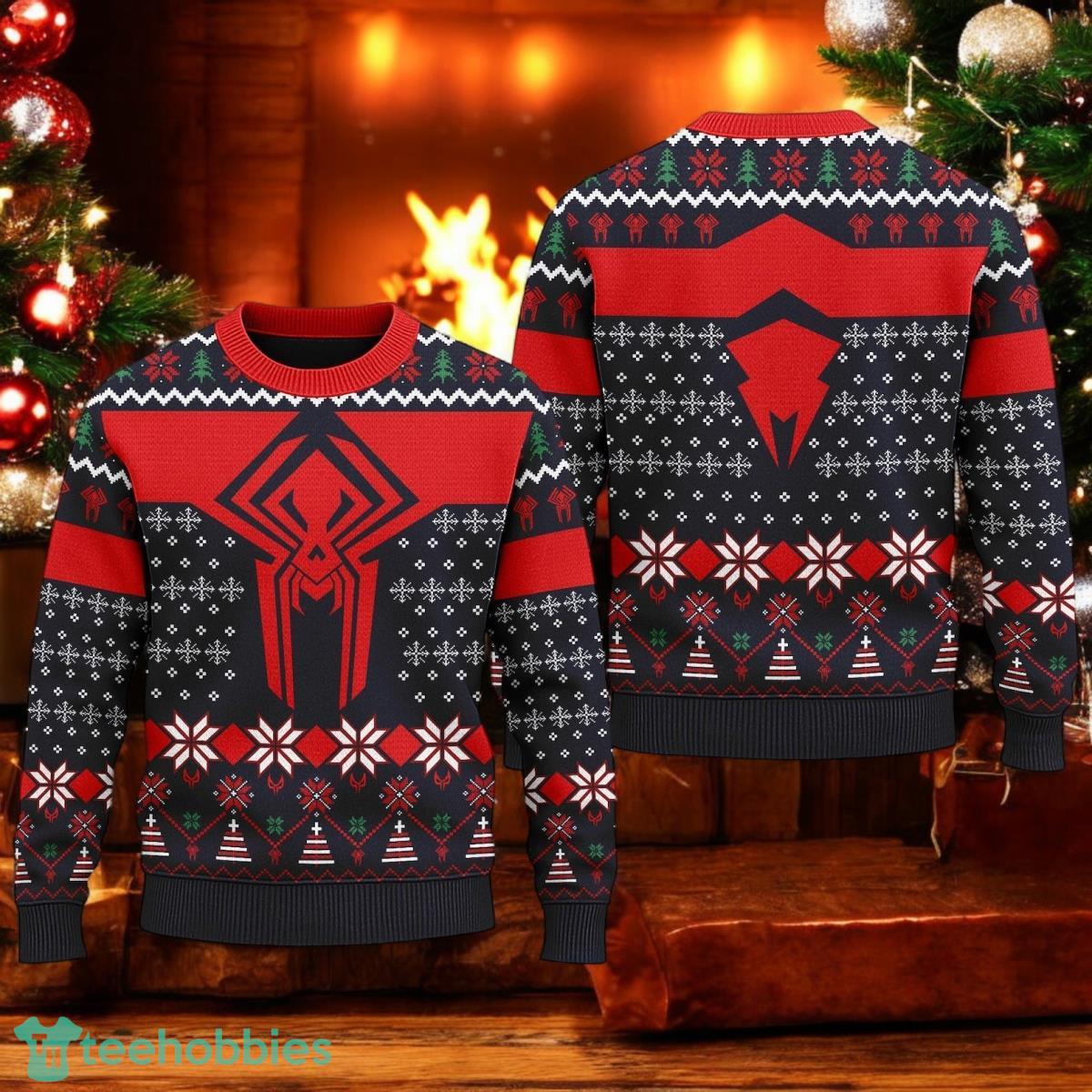 Spider Ugly Christmas Sweater Superhero Movie Xmas Holiday Gift Hero Character Sweater image Spider Ugly Christmas Sweater Superhero Movie Xmas Holiday Gift Hero Character Sweater Product Photo 1