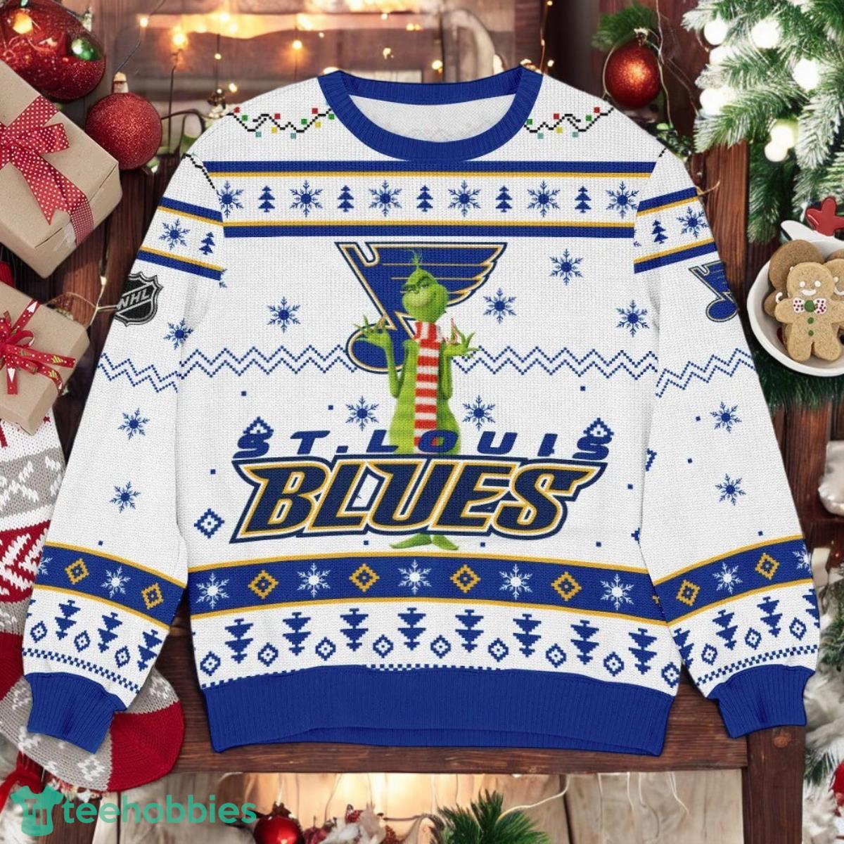 St. Louis Blues NHL Grinch Ugly Christmas Sweater Team Holiday Christmas Gift St. Louis Blues NHL Grinch Ugly Christmas Sweater Team Holiday Christmas Gift Product Photo 1