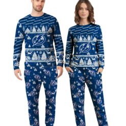 Tampa Bay Lightning Christmas Pattern Family Matching Pajamas Sets Best Gift For Christmas image Tampa Bay Lightning Christmas Pattern Family Matching Pajamas Sets Best Gift For Christmas Product Photo 2