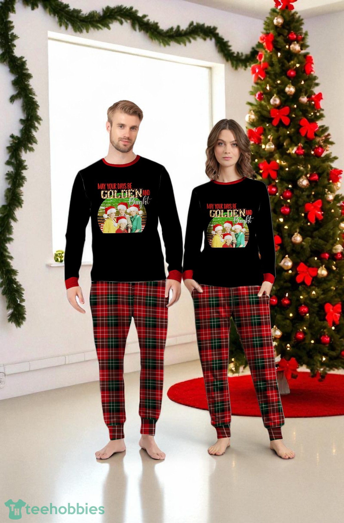 The Golden Girls May Your Days Be Golden And Bright Christmas Matching Pajamas Family Set image The Golden Girls May Your Days Be Golden And Bright Christmas Matching Pajamas Family Set Product Photo 1