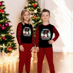 Three Gnomes Merry Christmas Gnomes Tree Lights Family Matching Pajama Set image Three Gnomes Merry Christmas Gnomes Tree Lights Family Matching Pajama Set Product Photo 2