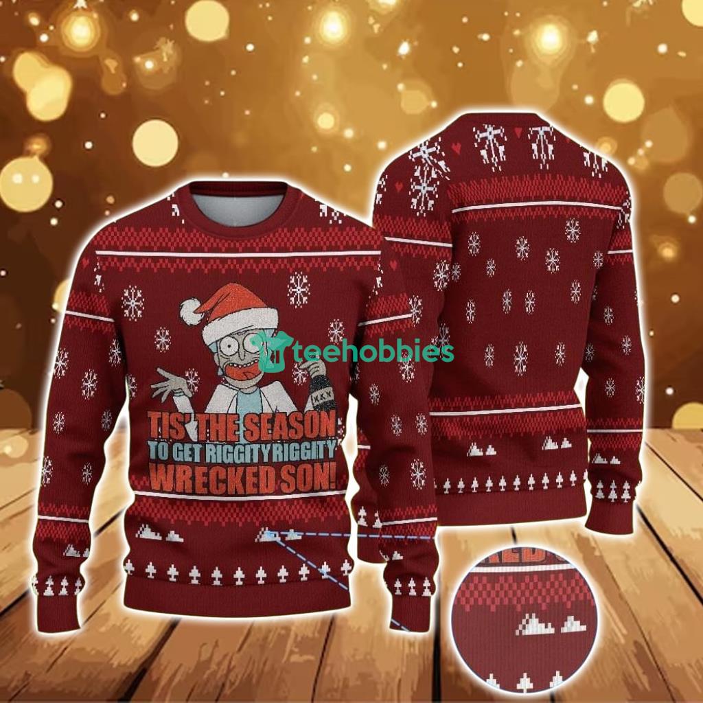 ugly-christmas-sweater-with-snowflake-and-tree-pattern-featuring-rick-and-morty-get-schwifty-holiday.jpg Ugly Christmas Sweater With Snowflake And Tree Pattern Featuring Rick And Morty Get Schwifty Holiday Product Photo 1