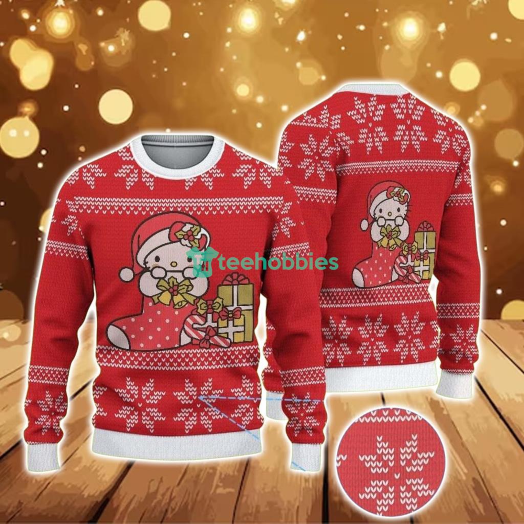 ugly-christmas-sweater-with-snowflake-pattern-featuring-hello-kitty-in-santa-outfit-with-gifts.jpg Ugly Christmas Sweater With Snowflake Pattern Featuring Hello Kitty In Santa Outfit With Gifts Product Photo 1