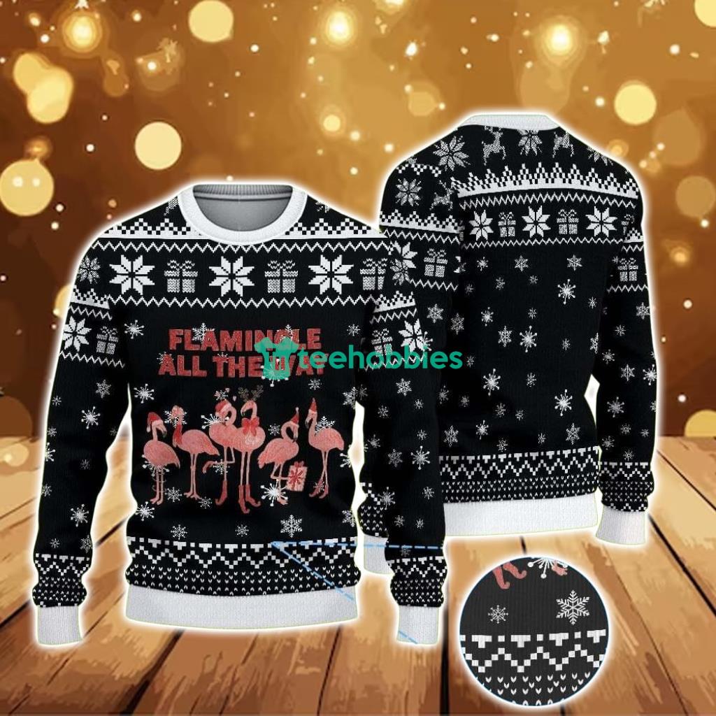 ugly-christmas-sweater-with-snowflake-pattern-featuring-pink-flamingo-and-gift-motif.jpg Ugly Christmas Sweater With Snowflake Pattern Featuring Pink Flamingo And Gift Motif Product Photo 1