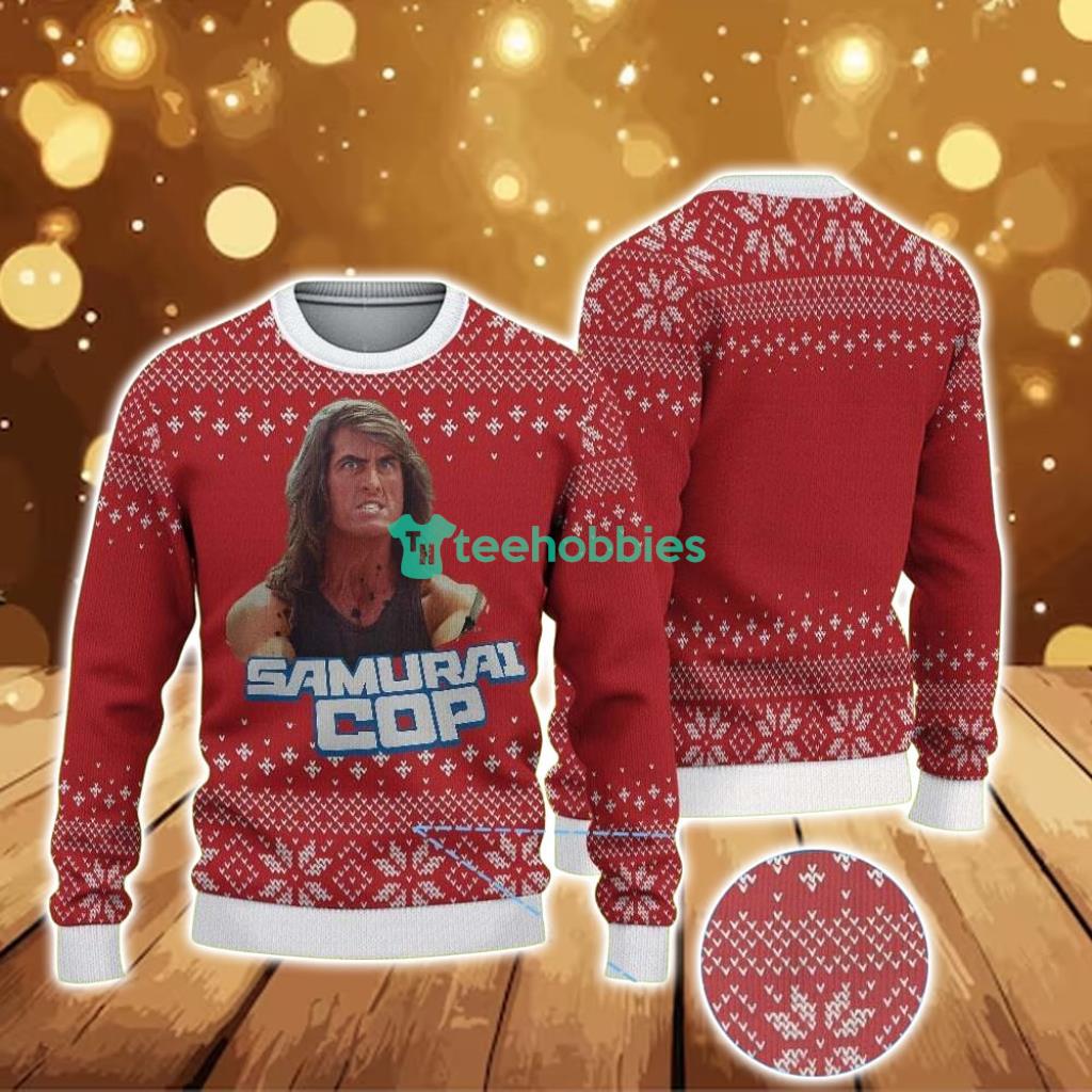 Ugly Christmas Sweater With Snowflake Pattern Featuring Samurai Cop Chivas Ugly Christmas Sweater With Snowflake Pattern Featuring Samurai Cop Chivas Product Photo 1