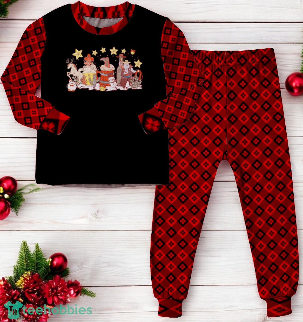 Vintage Crew Cowboy Christmas Family Matching Pajama Set image Vintage Crew Cowboy Christmas Family Matching Pajama Set Product Photo 3