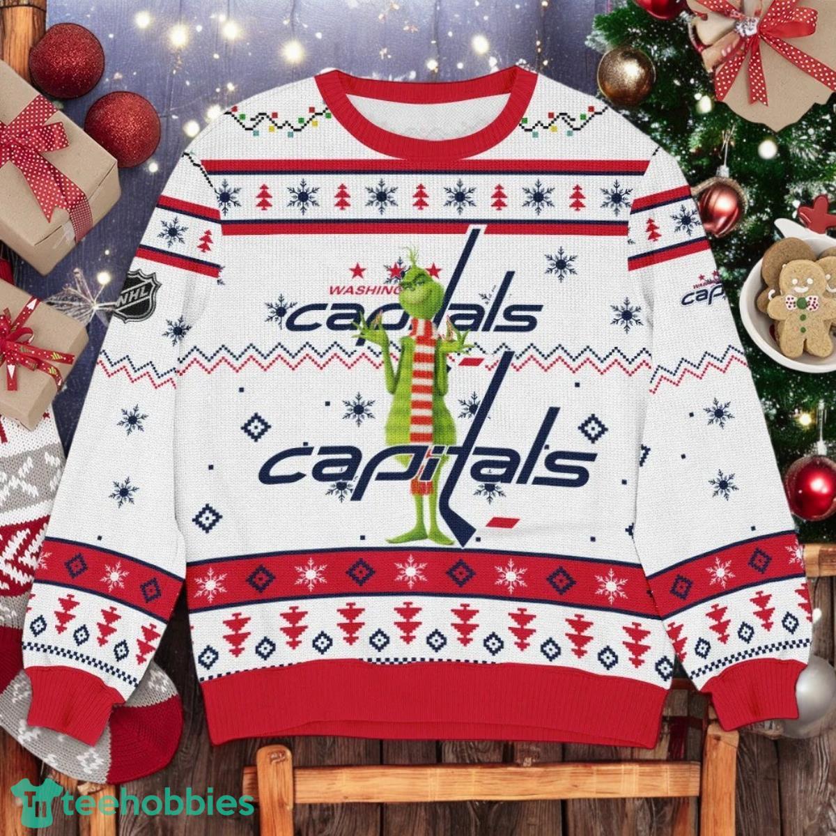 Washington Capitals NHL Grinch Ugly Christmas Sweater Team Holiday Christmas Gift image Washington Capitals NHL Grinch Ugly Christmas Sweater Team Holiday Christmas Gift Product Photo 1