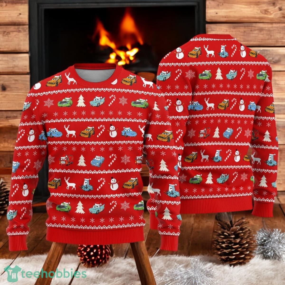 Cars Movie Ugly Christmas Sweater Lightning McQueen Xmas Sweater image Cars Movie Ugly Christmas Sweater Lightning McQueen Xmas Sweater Product Photo 1