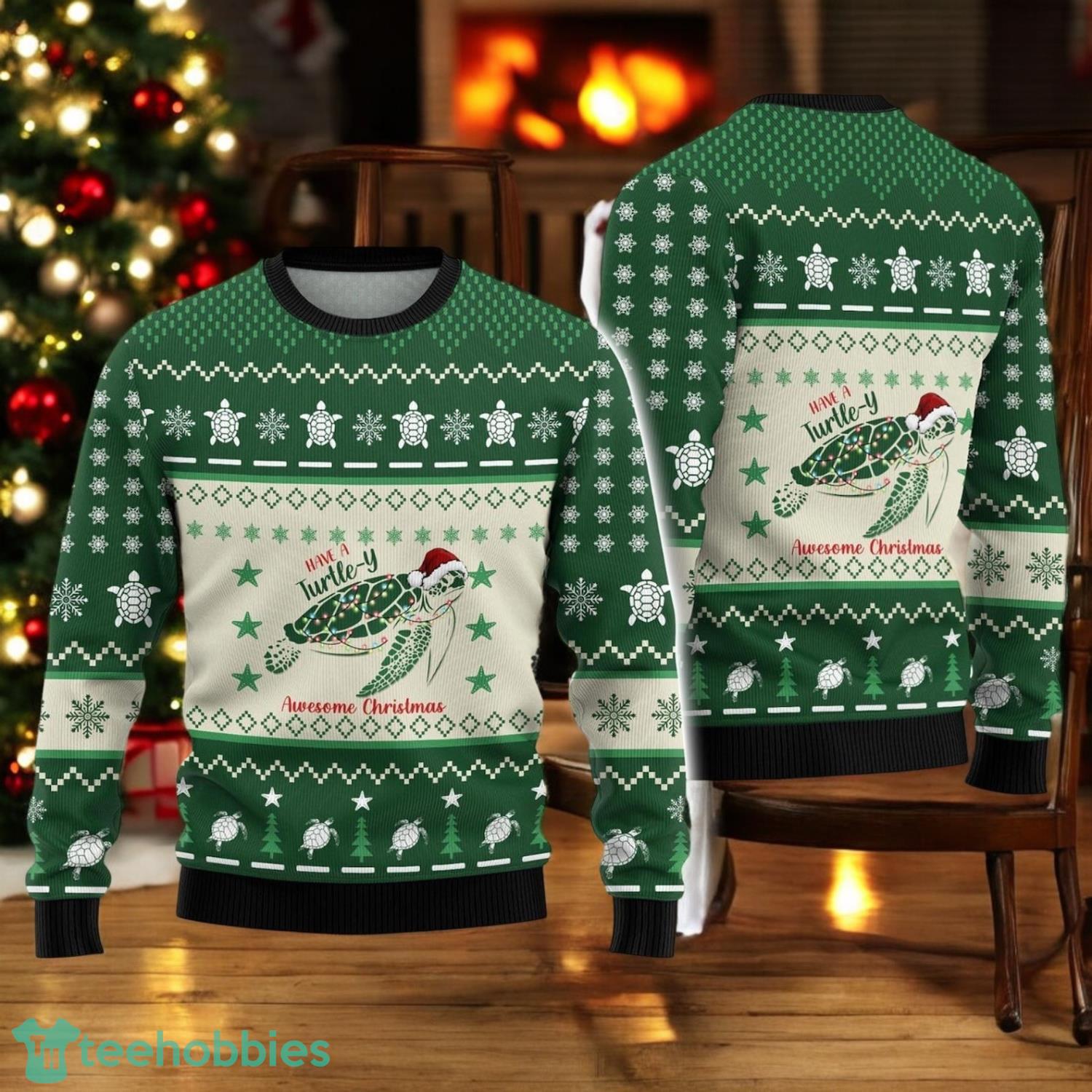 Christmas Turtle Ugly Sweater Sea Animal Sweater Family Christmas Gift image Christmas Turtle Ugly Sweater Sea Animal Sweater Family Christmas Gift Product Photo 1