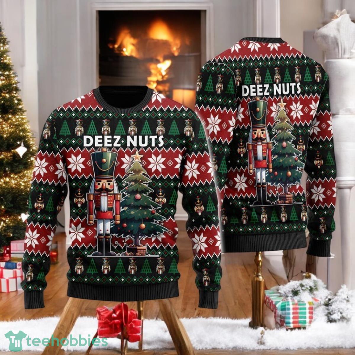 Deez Nuts & Christmas Tree Ugly Sweater Funny Nut Cracking Squad Adult Humor Holiday All Over Print 3D Sweater image Deez Nuts & Christmas Tree Ugly Sweater Funny Nut Cracking Squad Adult Humor Holiday All Over Print 3D Sweater Product Photo 1