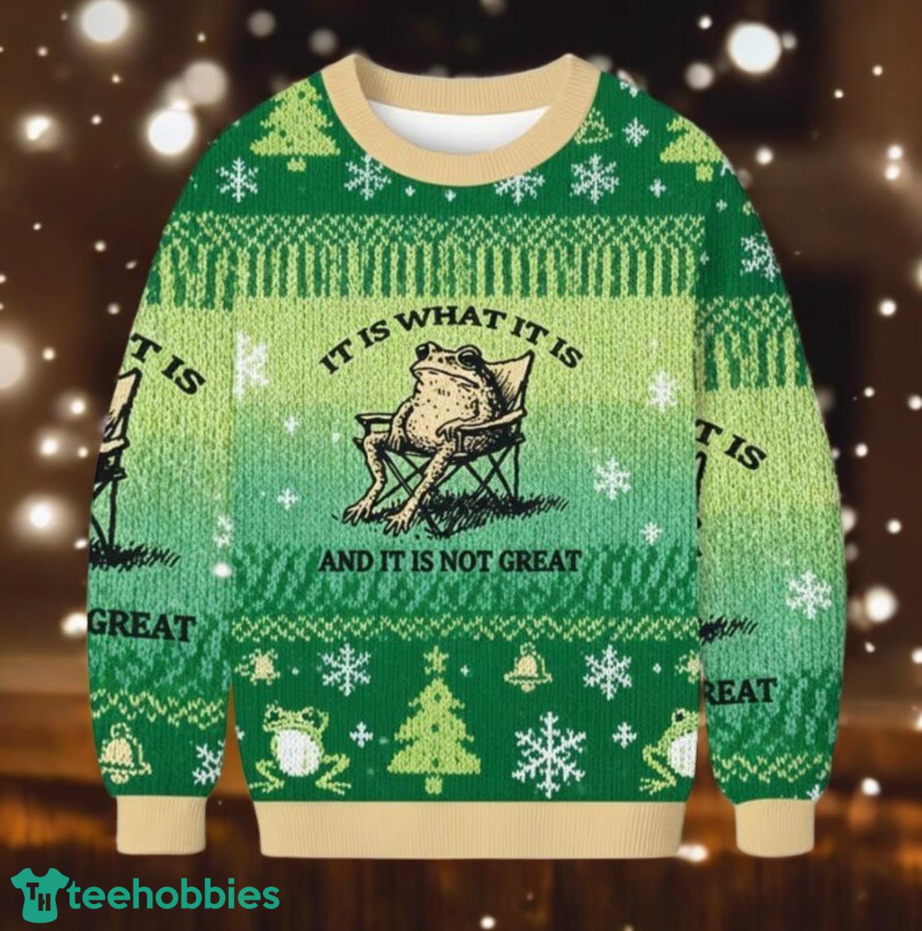 Frog Ugly Sweater Frog Meme Christmas Ugly Sweater image Frog Ugly Sweater Frog Meme Christmas Ugly Sweater Product Photo 1