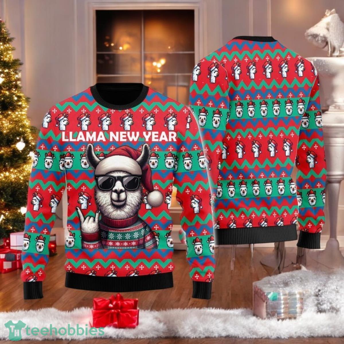 Llama New Year Ugly Christmas Sweater Funny Llama Rock On Holiday All Over Print 3D Sweater Llama New Year Ugly Christmas Sweater Funny Llama Rock On Holiday All Over Print 3D Sweater Product Photo 1