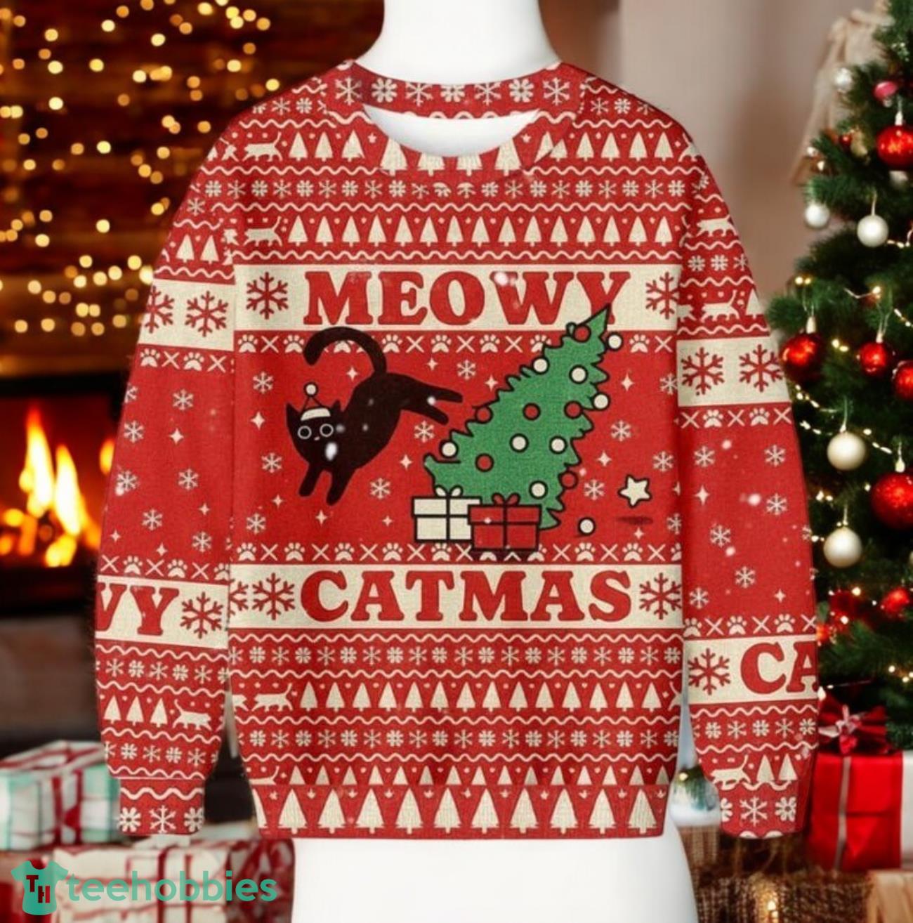 Meowy Catmas Ugly Sweater Cat Christmas Ugly Sweater image Meowy Catmas Ugly Sweater Cat Christmas Ugly Sweater Product Photo 1
