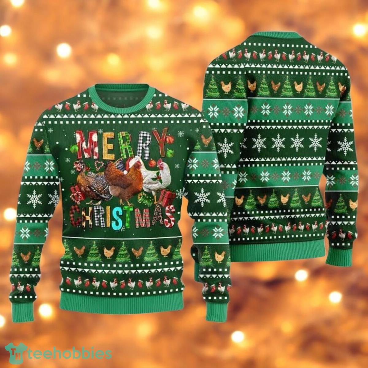 Merry Chicken Christmas Ugly Sweater Farm Animal Holiday Crewneck image Merry Chicken Christmas Ugly Sweater Farm Animal Holiday Crewneck Product Photo 1