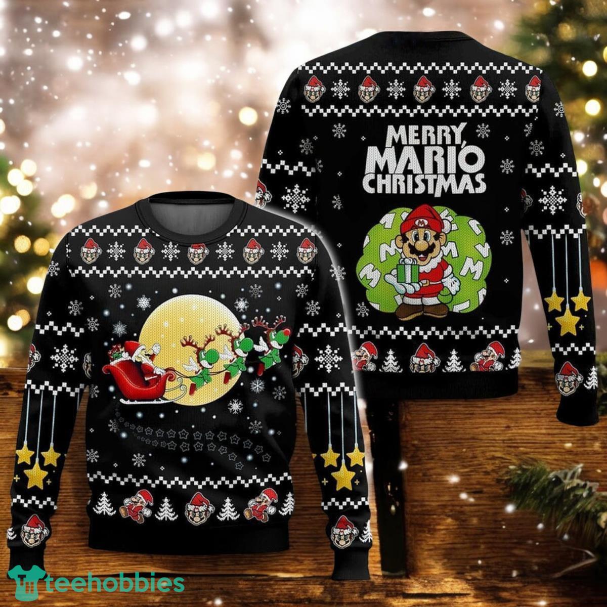 Merry Mario Christmas Ugly Sweater Super Mario Xmas Sweater image Merry Mario Christmas Ugly Sweater Super Mario Xmas Sweater Product Photo 1