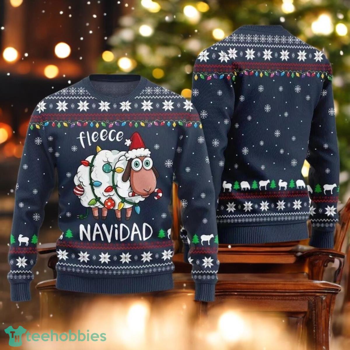 Personalized Sheep With Lights Ugly Christmas Sweater image Personalized Sheep With Lights Ugly Christmas Sweater Product Photo 1