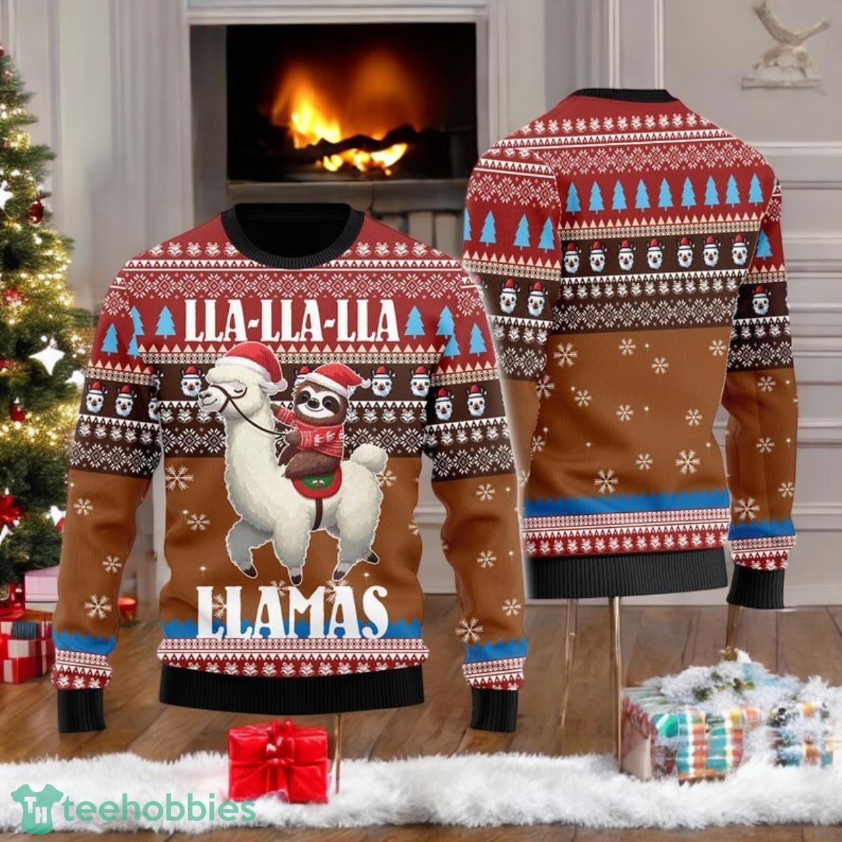 Sloth Riding Llama Ugly Christmas Sweater Lla-Lla-Lla Llamas Holiday All Over Print 3D Sweater Sloth Riding Llama Ugly Christmas Sweater Lla-Lla-Lla Llamas Holiday All Over Print 3D Sweater Product Photo 1
