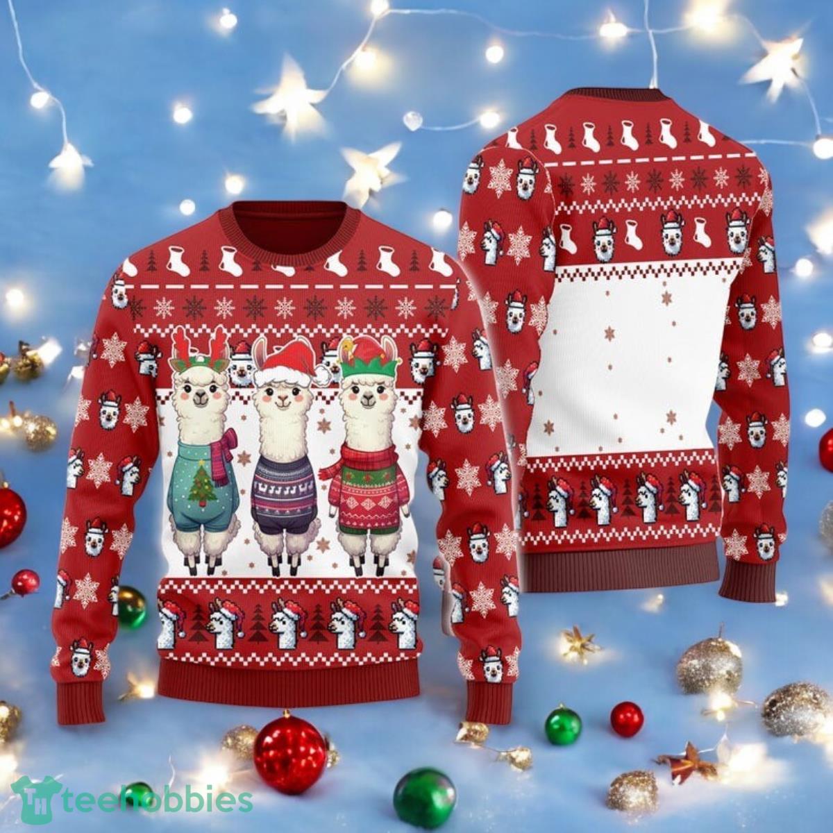 Three Llama Ugly Christmas Sweater Cute Alpaca Family Holiday All Over Print 3D Sweater Three Llama Ugly Christmas Sweater Cute Alpaca Family Holiday All Over Print 3D Sweater Product Photo 1