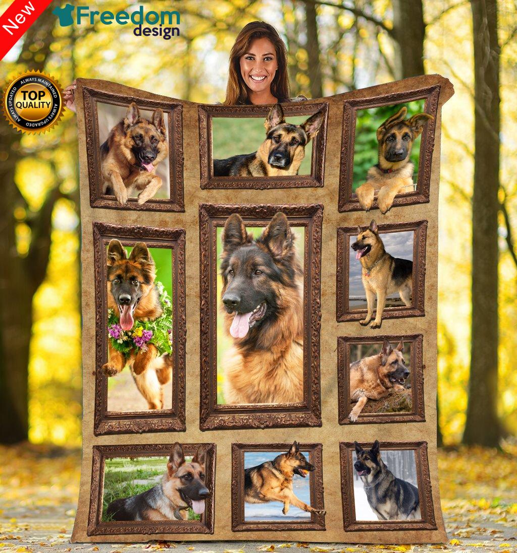 D German Shepherd dog Throw Fleece Blanket