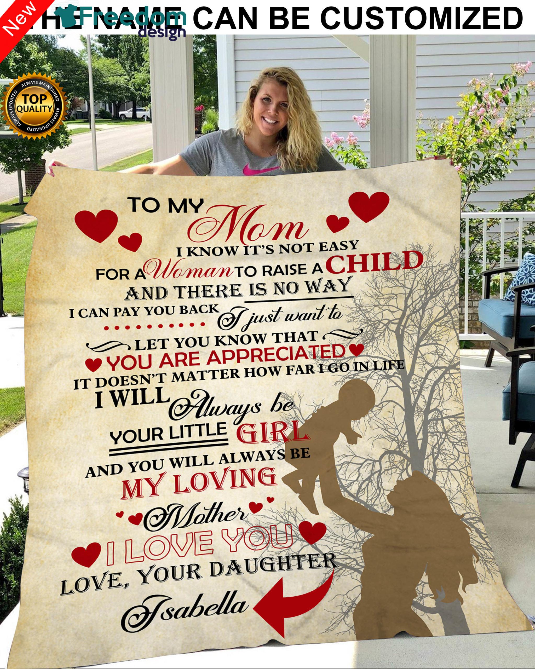 To my mom - perfect idea gift for mother's day - personalized gift for mother custom name fleece blanket