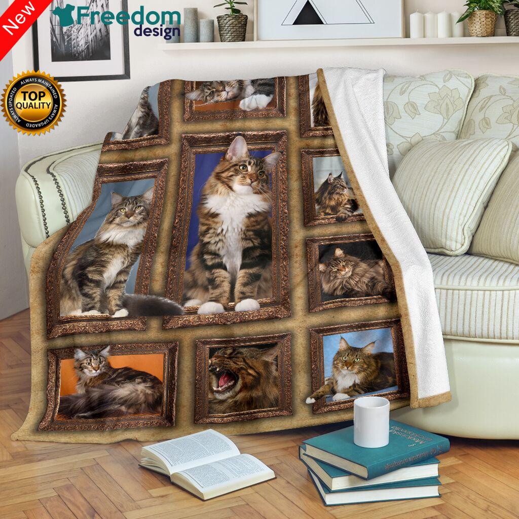 D Maine Coon Cat Throw Fleece Blanket
